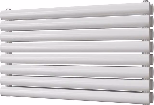 UK Radiators Omeara Axis White Horizontal Designer Radiator with Elliptical Tubes, H: 52.2 cm, W: 80 cm