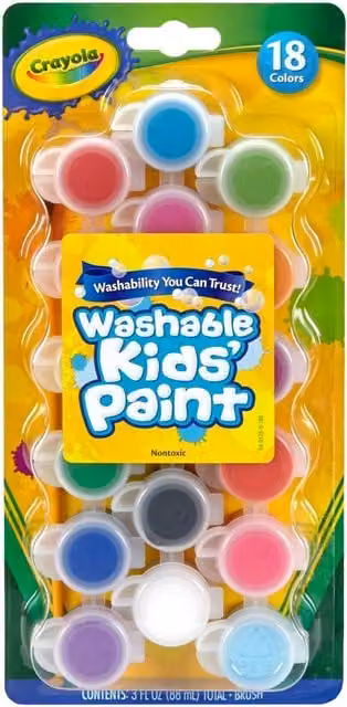 Crayola Washable Kids Paint Pots in Multicolour, 18 Colours