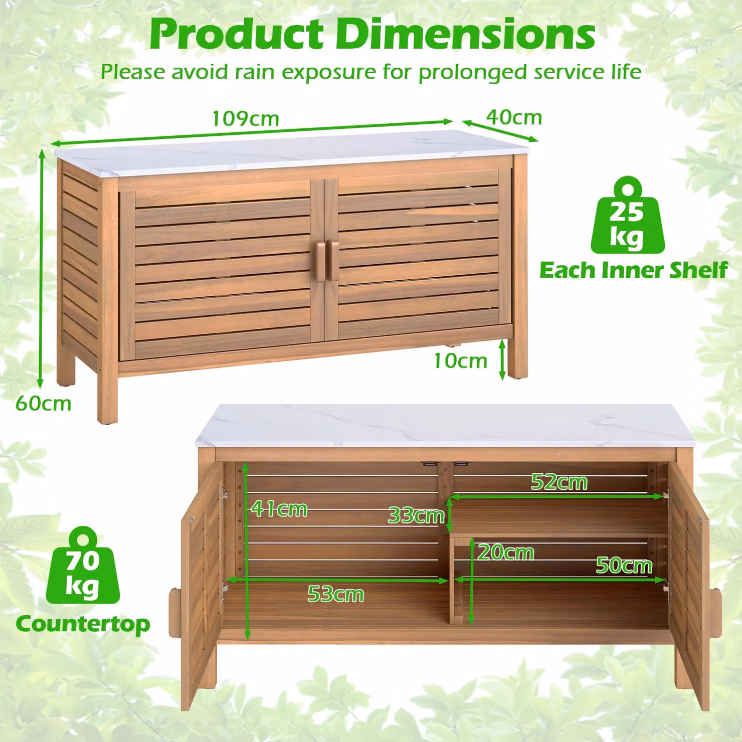 Costway 2-Door Acacia Wood Patio Storage Cabinet in Natural – 2