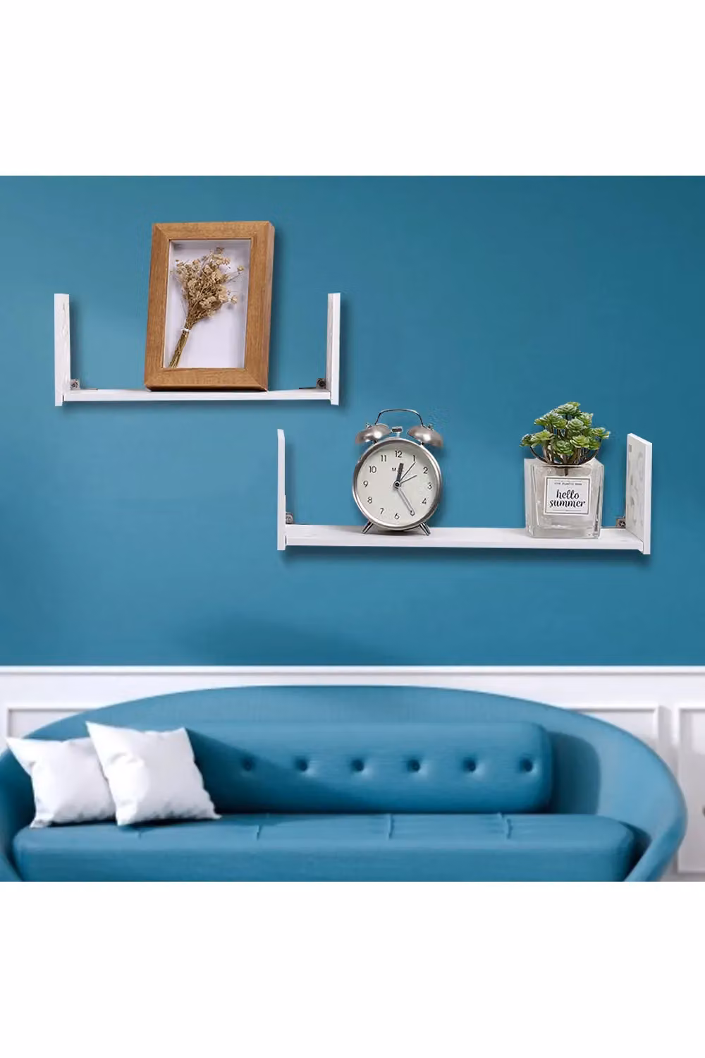 Living and Home Set of 2 White U-Shaped Wall Mounted Floating Shelves – 3