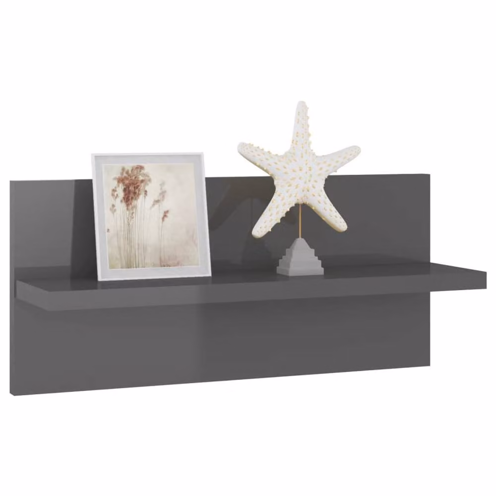 Berkfield Home Set of 4 Wall Mounted Shelves in High Gloss Grey, W/D/H: 40 x 11.5 x 18 cm – 2