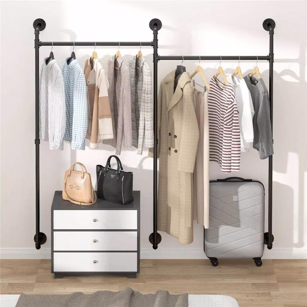 Kelvenix Large Industrial Wall Mounted Clothes Rack in Matt Black – 2
