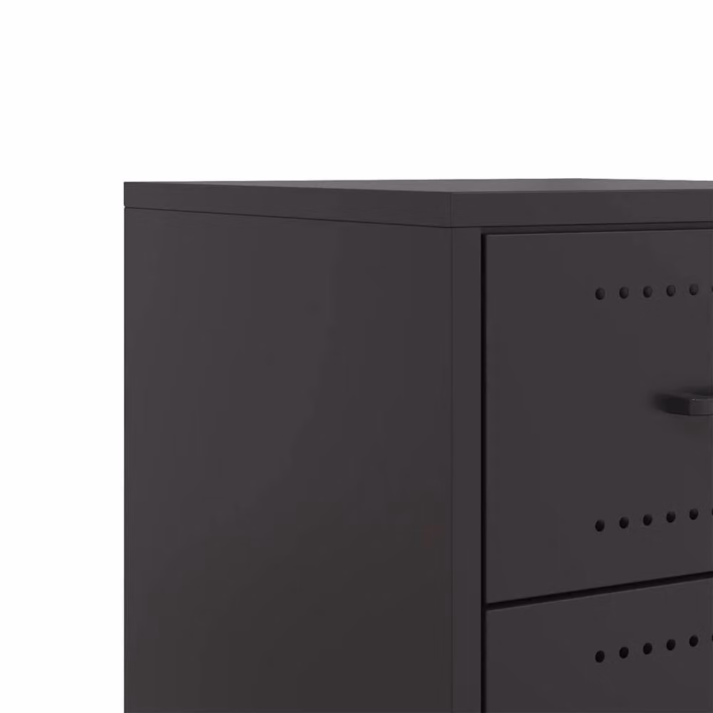 Berkfield Home Set of 2 Black Metal Bedside Cabinets, W/D/H: 36 x 39 x 43.5 cm – 3