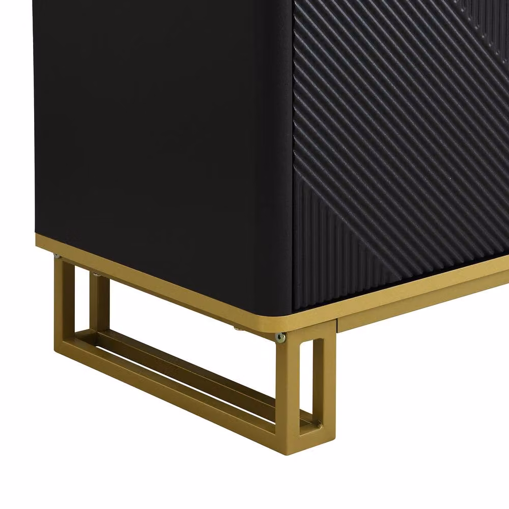 Merax Modern Black TV Stand with 4 Doors and Metal Base, W: 160 cm, D: 48 cm, H: 48 cm – 5