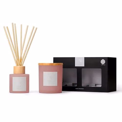 Aroma Naturals Frosted Decadence Candle and Reed Diffuser Gift Set in Pink Cherry and Vanilla