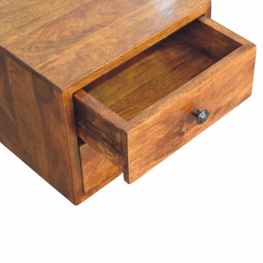 Direct Wicker Solis Chestnut Wall Mounted Nightstand with 2 Drawers in Dark Brown – 2