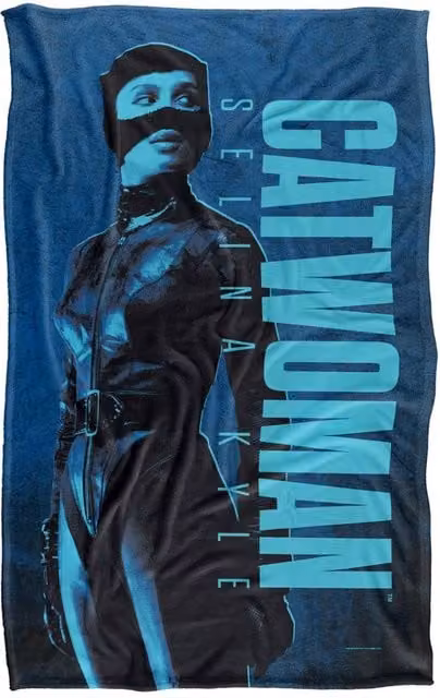 Warner Bros. The Batman (2022) Catwoman Super Soft Fluffy Polyester Throw Blanket in Blue and Multicolour, Large – 1