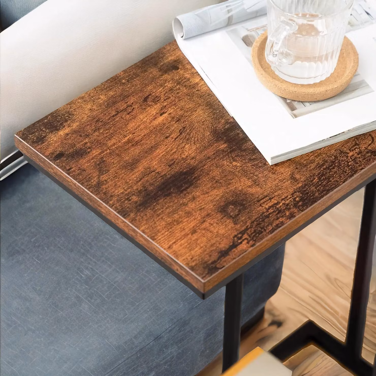 Rafaelo Mobilia C-Shaped Side Table in Brown and Black – 3