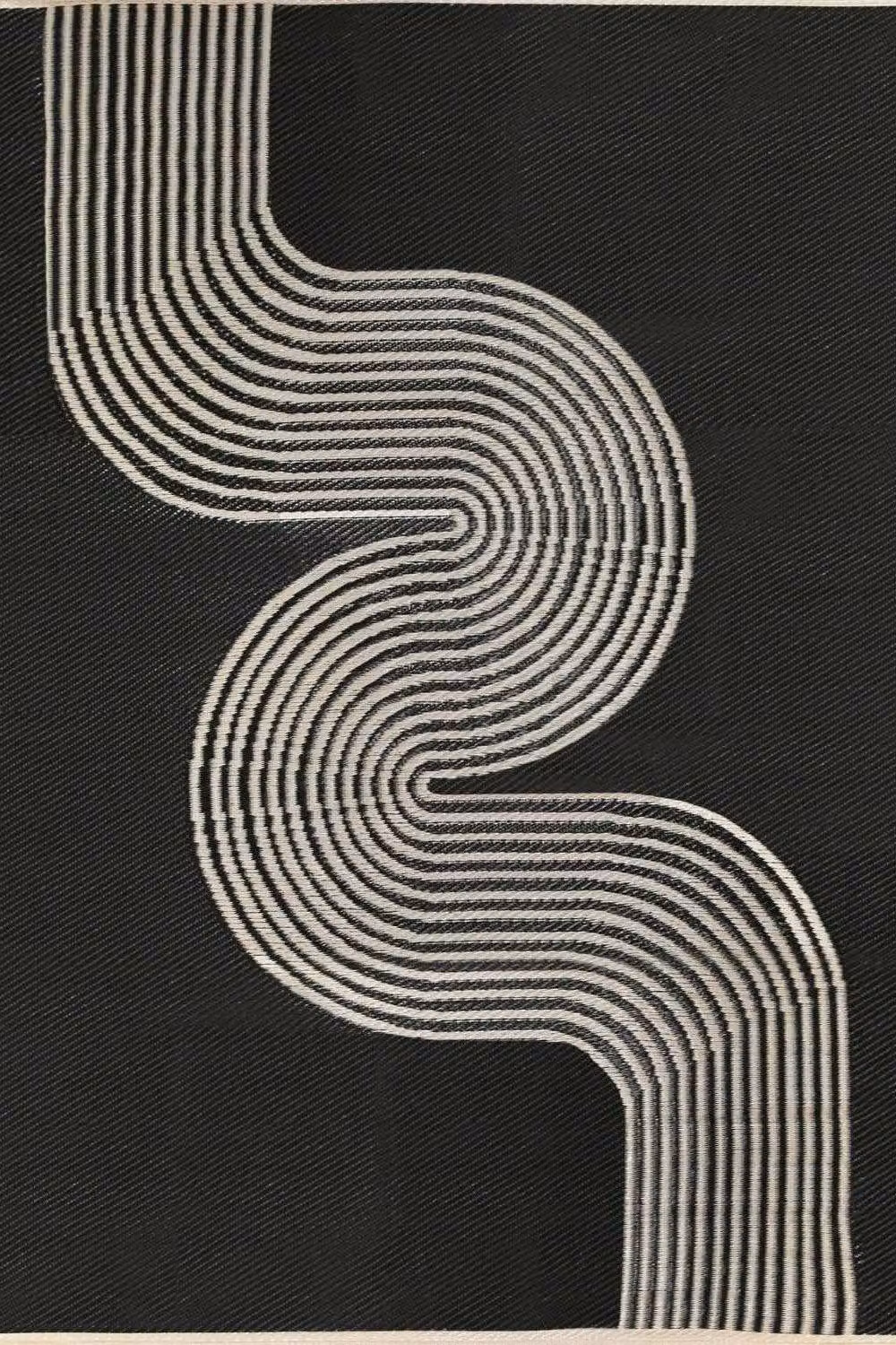THE RUGS Reversible Weatherproof Outdoor Rug Wavy Lines Urban 1010 in Black, Blue and Beige, W: 160 cm, D: 120 cm – 2