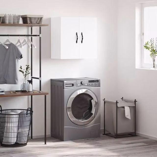Berkfield Home White Wall Mounted Cabinet with Hinged Doors and Internal Shelves W/D/H: 60 x 31 x 60 cm