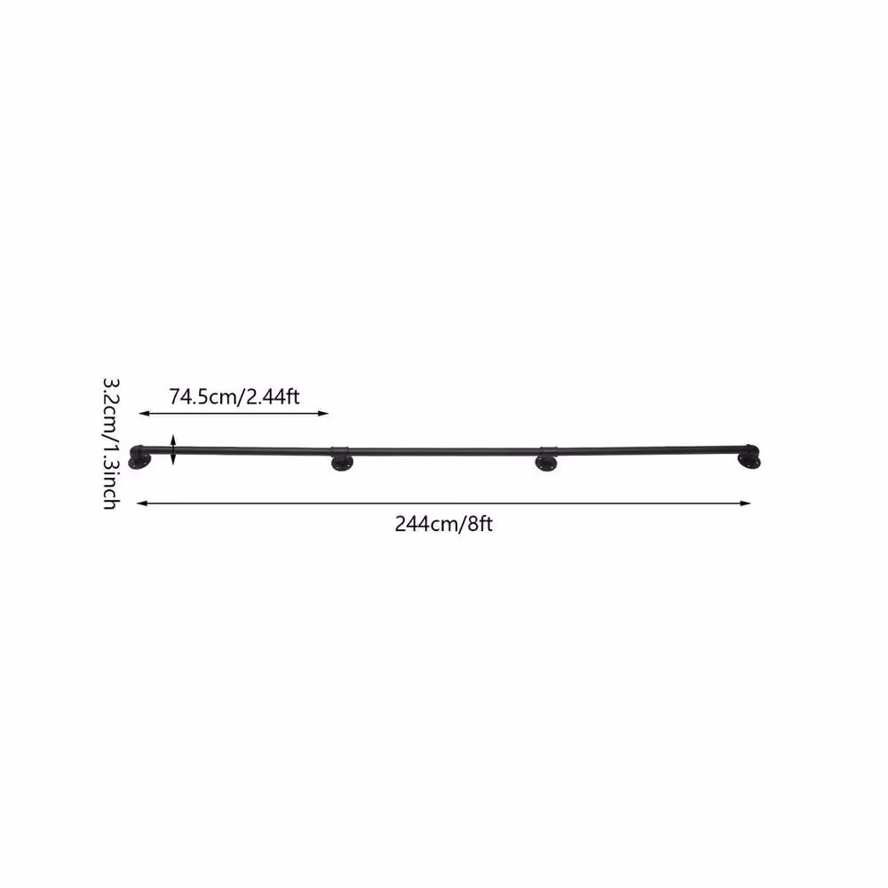 EONLION Black Galvanised Steel Wall Mounted Round Handrail for Indoor and Outdoor Stairs, Length: 244 cm – 2