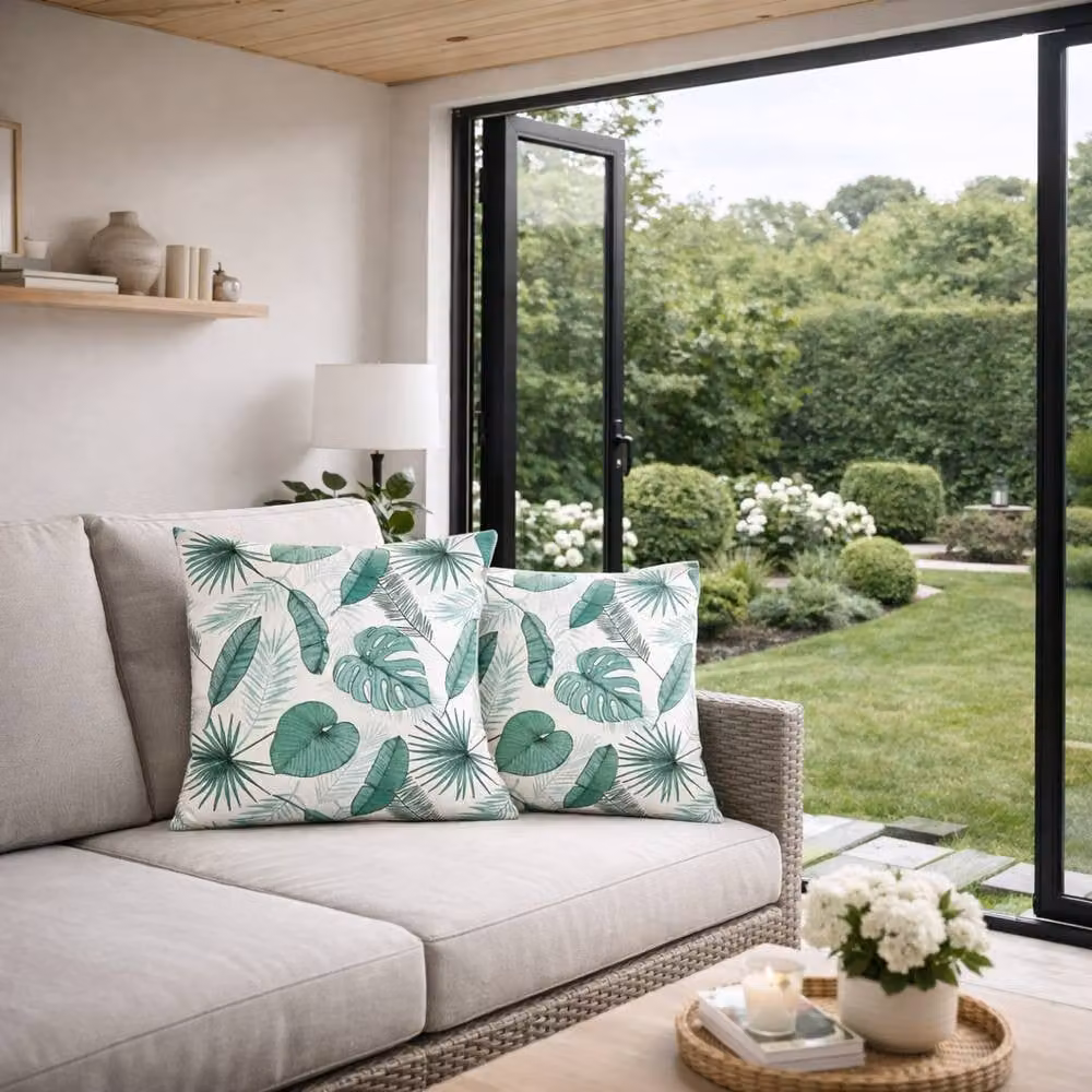 Gardenwize Pack of 2 Multicolour Floral Botanical Outdoor Square Scatter Cushions – 4