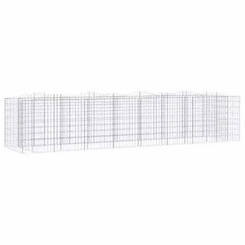 vidaXL Arched Gabion Raised Bed in Silver Galvanised Steel, W/D/H: 400 x 100 x 100 cm – 1