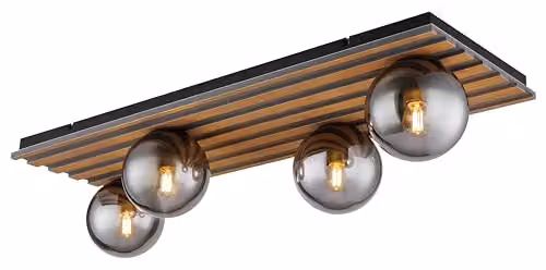 Globo Lighting Modern Sphere Ceiling Light in Black and Grey with 4x E27 Sockets, W/D/H: 90 x 30 x 20 cm