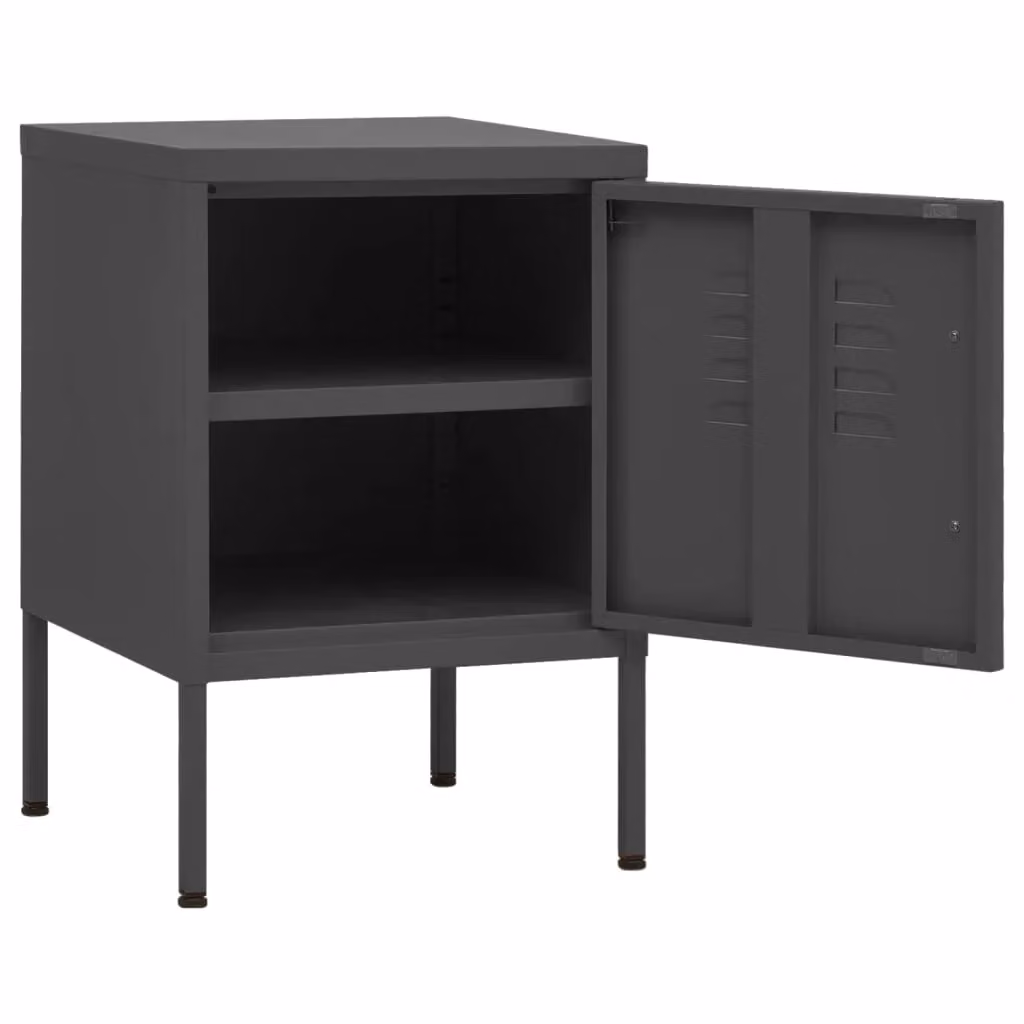 Berkfield Home Modern Anthracite Metal Nightstand, W/D/H: 35 x 35 x 51 cm – 3