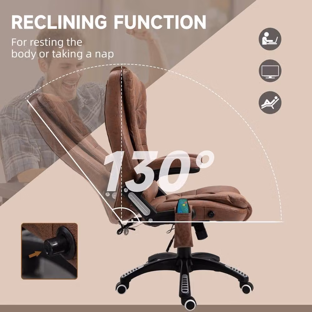 ERGOVEXA Heated Massage Recliner Executive Office Chair in Brown – 6