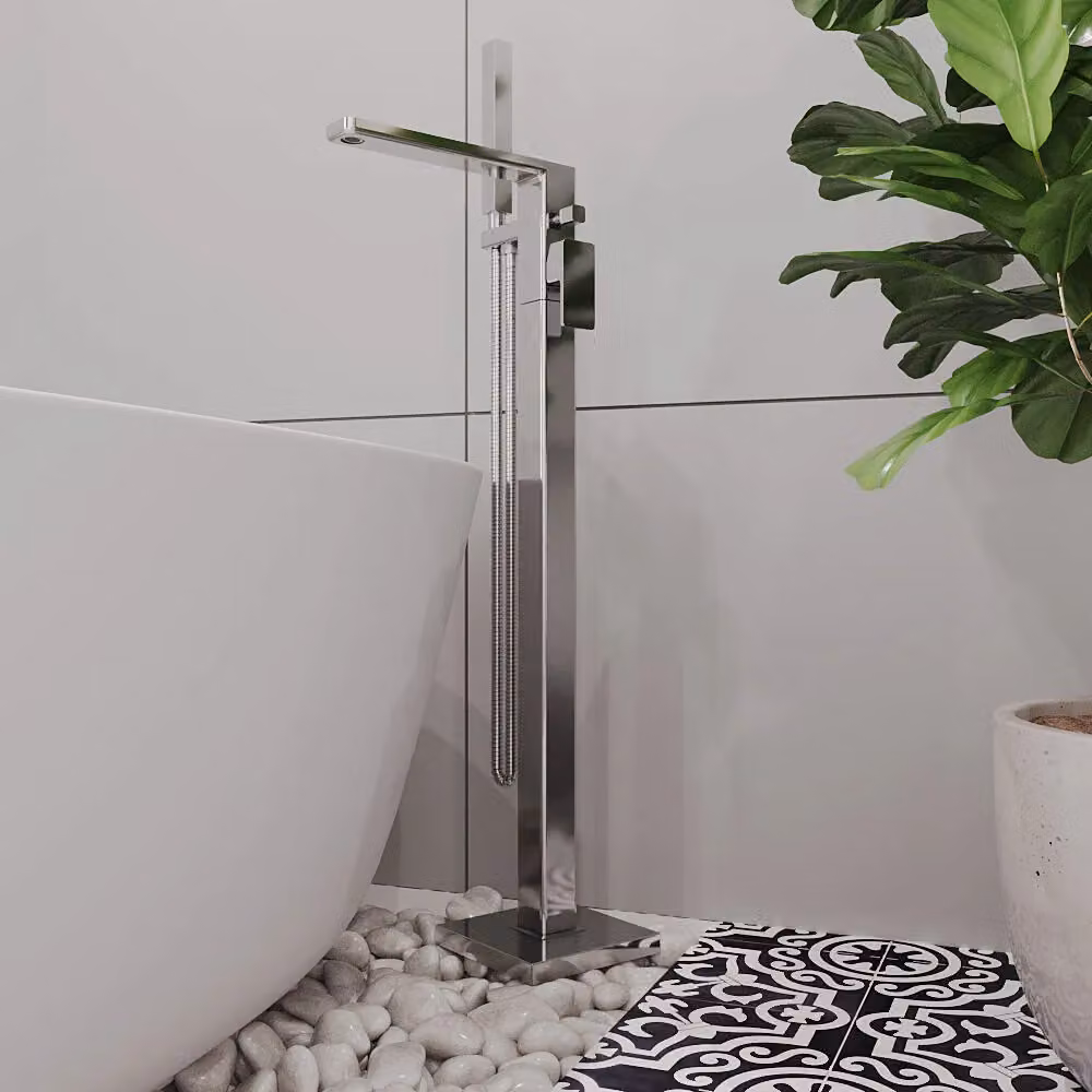 Balterley Freestanding Square Bath Shower Mixer Tap in Chrome Silver – 2
