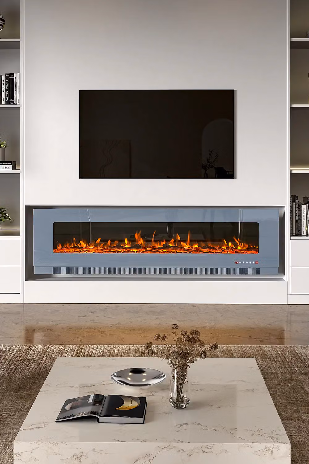 Living and Home 72 inch Wall Mounted Electric Fireplace in Grey – 2