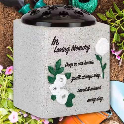 VFM e-Store Memorial Ornament Planter Pot, Grey, W: 14 cm, D: 13.5 cm – 5