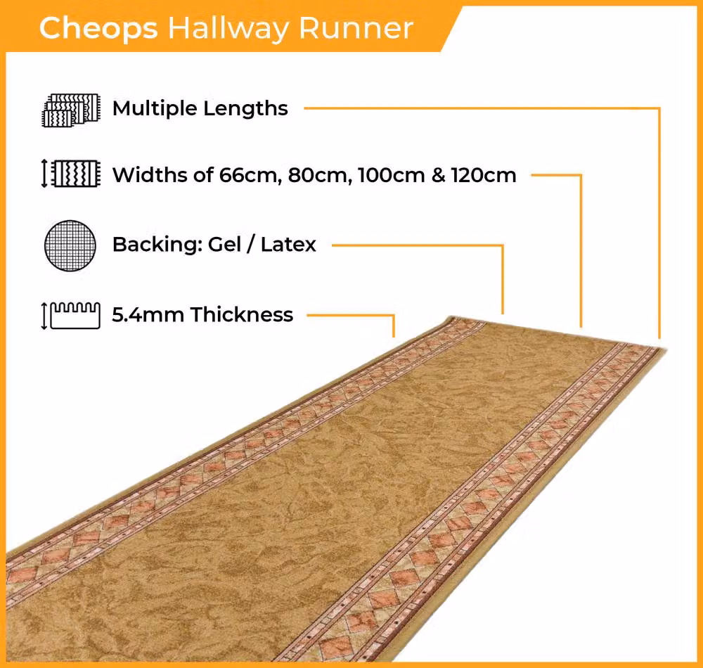 runrug Cheops Hallway Runner Rug in Terracotta, Non-Slip and Hardwearing, W: 120 cm, L: 390 cm – 2