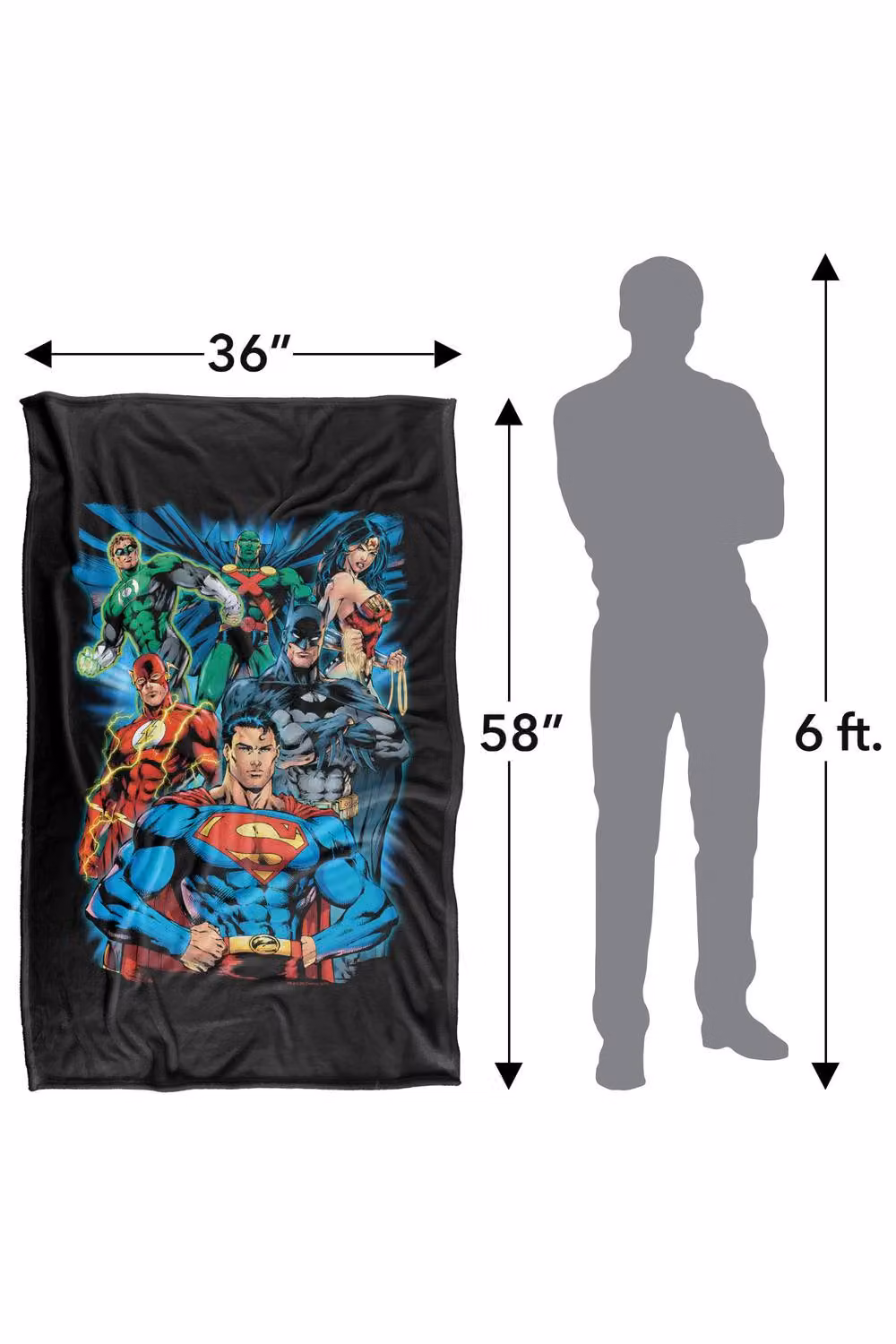 LOGOVISION Justice League Is Served Super Soft Silky Touch Fleece Throw Blanket, Multicolour, W: 91.44 cm x L: 147 cm – 8
