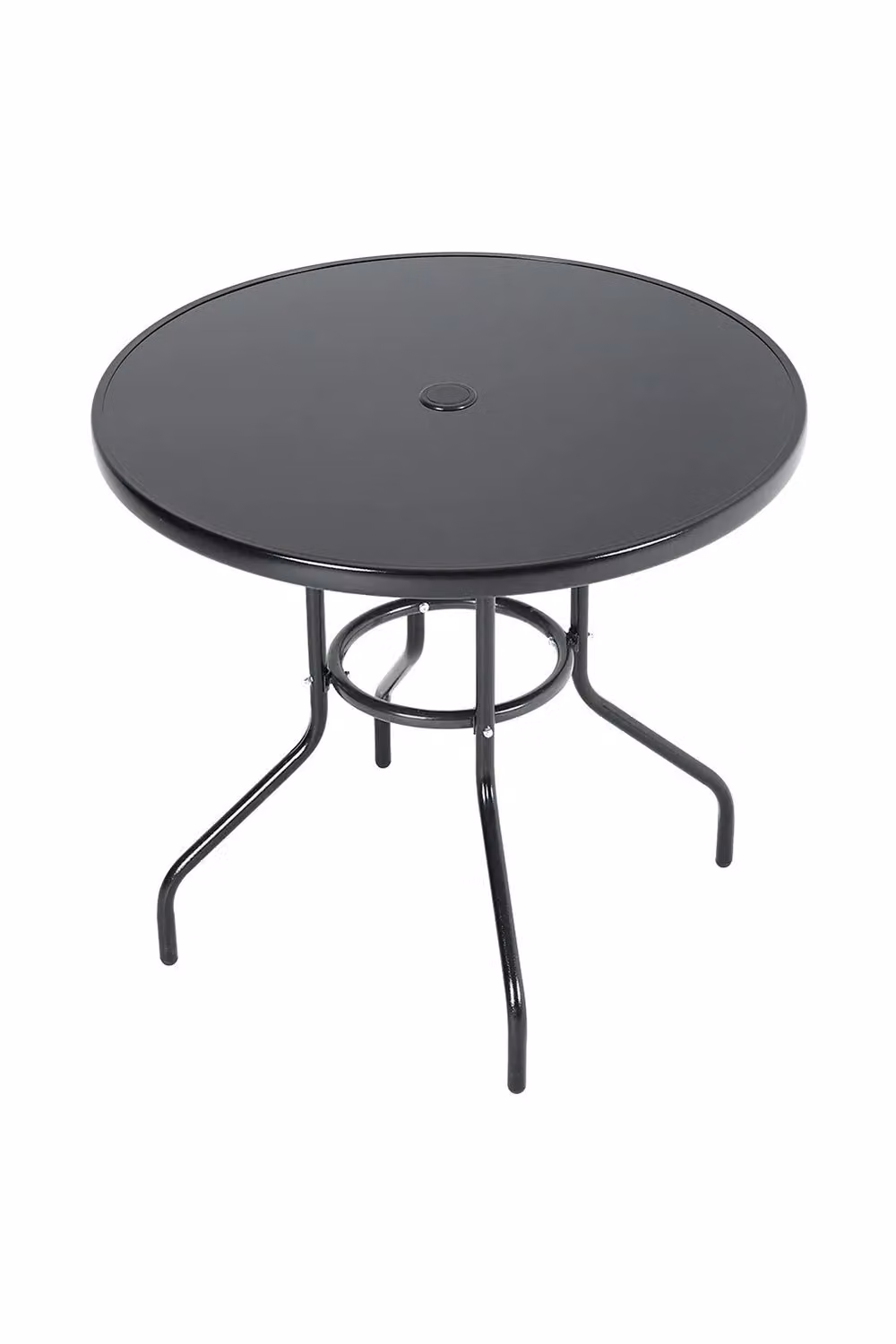 Living and Home Black Metallic and Tempered Glass Garden Table with Parasol Hole – 4
