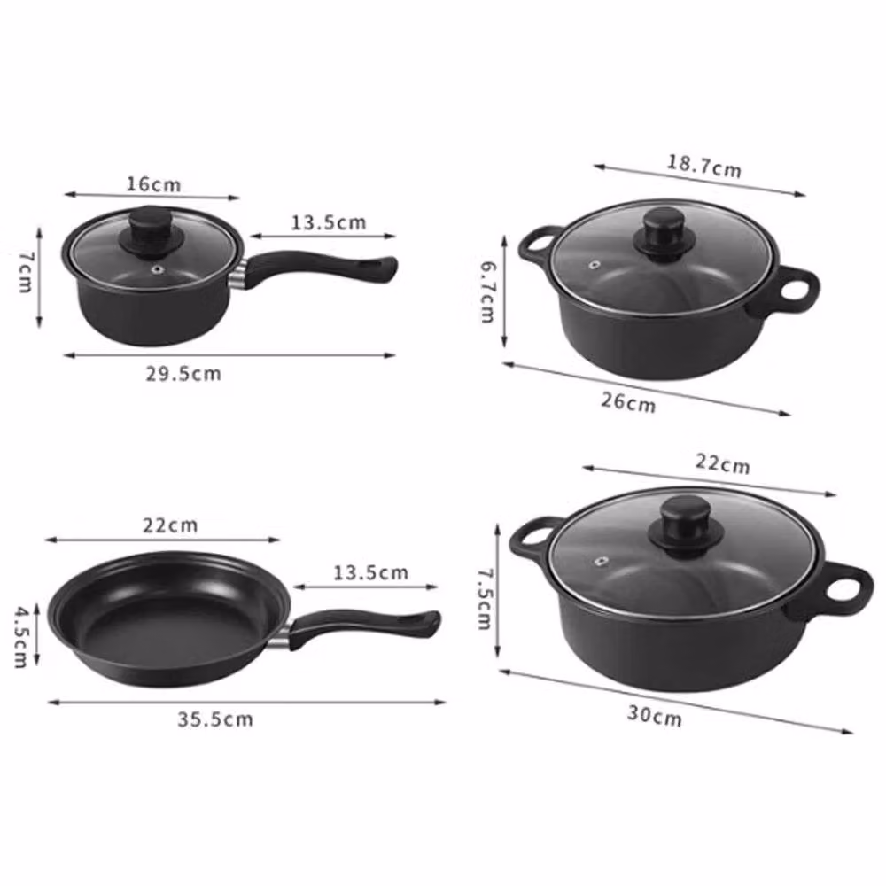 FLAVORA 13-Piece Non-Stick Cookware Set with Glass Lids in Black – 2