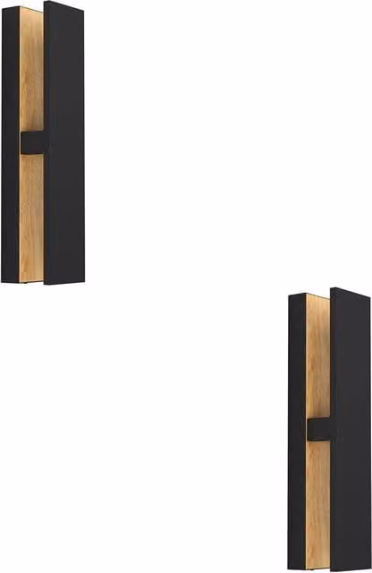 Loops 2 Pack Modern LED Up and Down Wall Light in Black and Brown