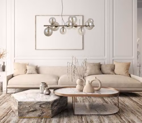 Italux Canello Modern 10-Bulb Pendant Ceiling Light in Gold/Brass with Transparent Glass and G9 Bulbs – 2