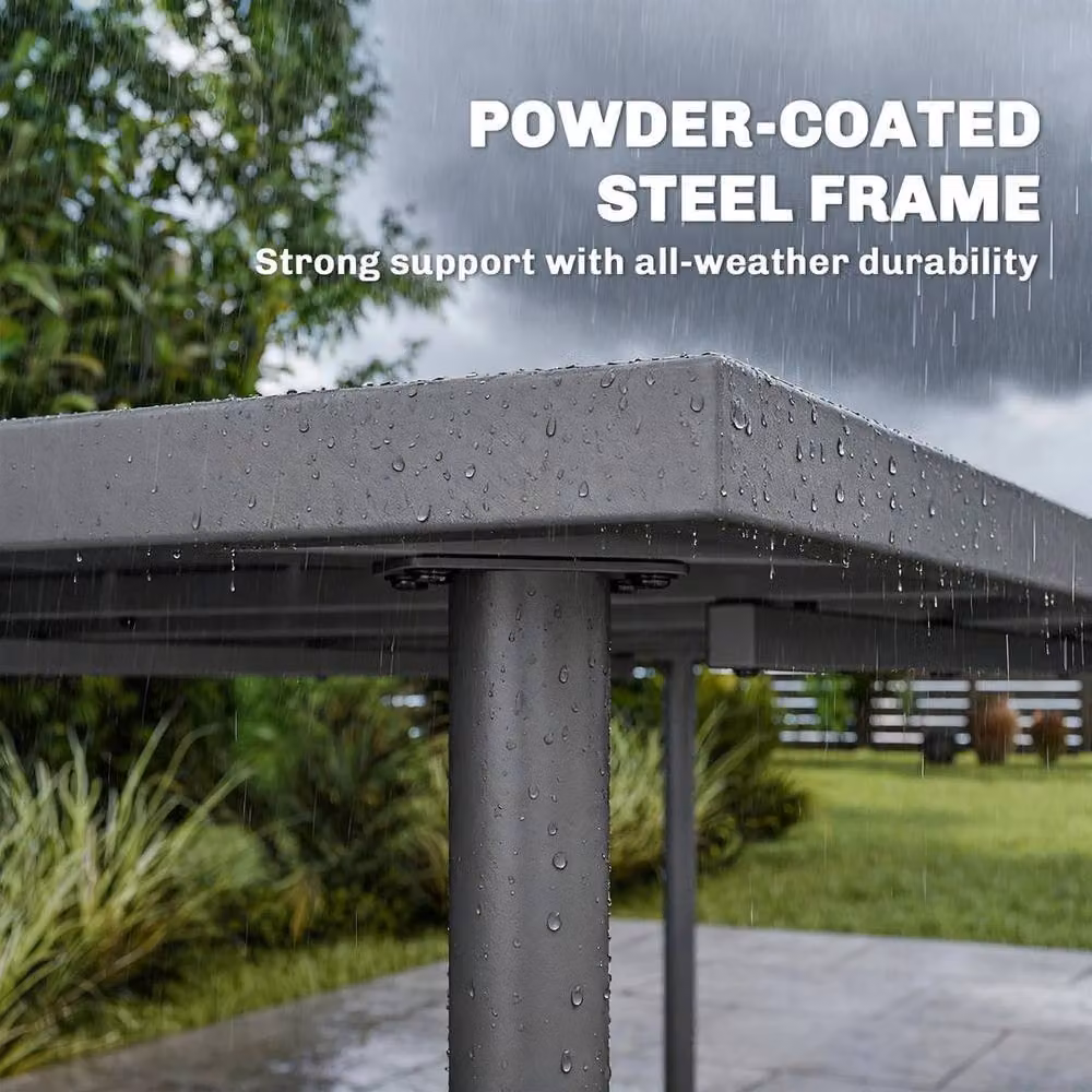 FLAVORA Modern Grey Metal Garden Dining Table for 6 Adults, W: 165 cm, D: 80 cm, H: 74 cm – 4
