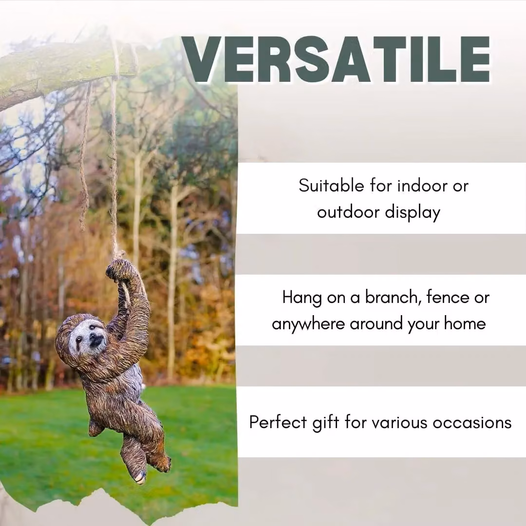 Marco Paul Sloth Hanging Garden Statue in Brown Resin – 6