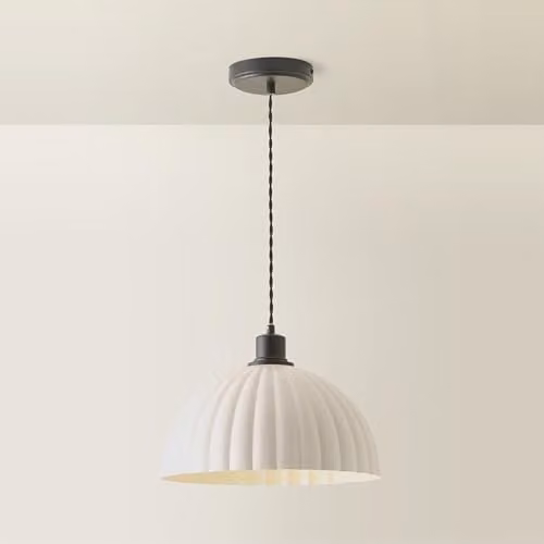 ValueLights Bourton Vintage Dome Pendant Ceiling Light in Black and Gold/Brass – 1