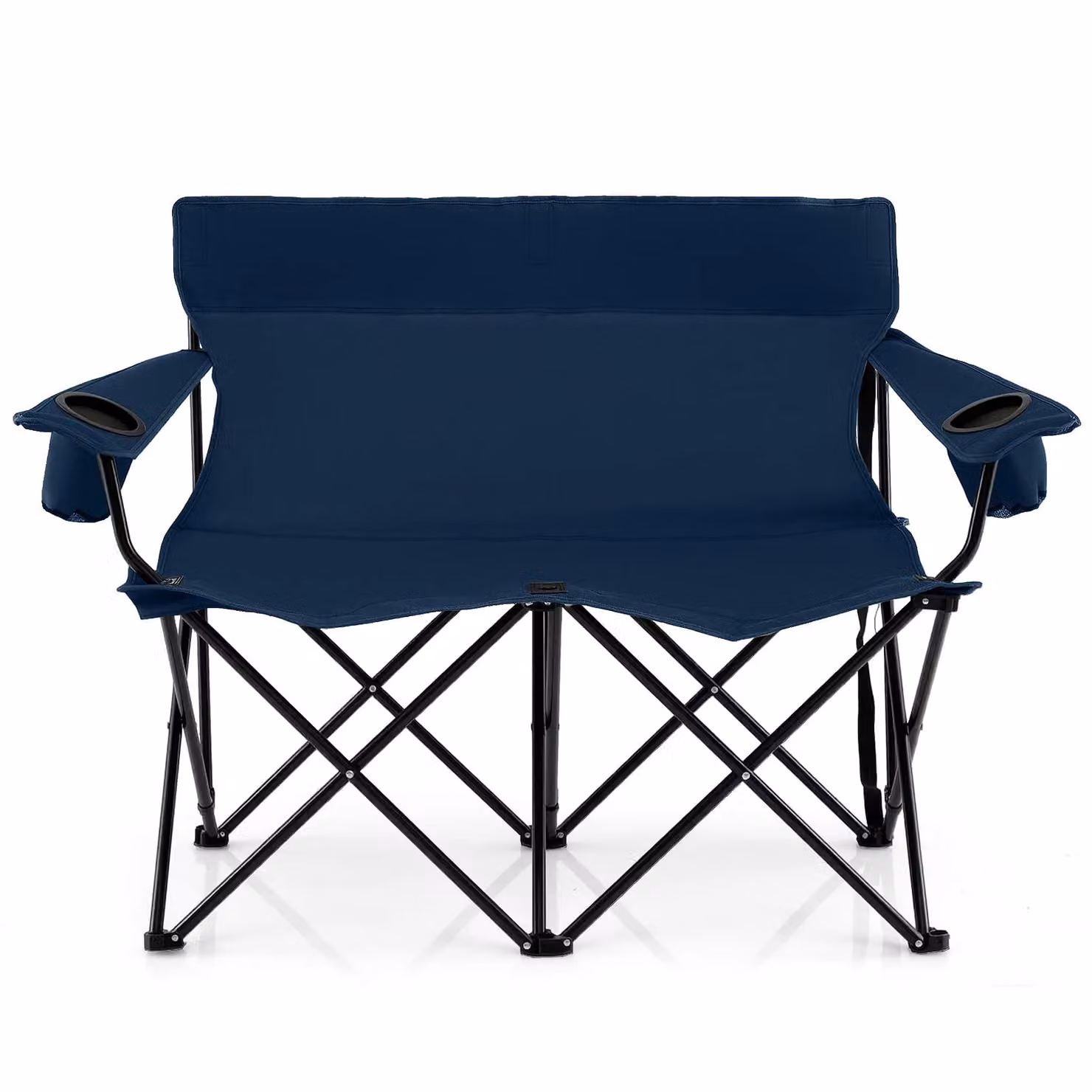 Gymax Oversized Double Camping Chair for 2 Adults in Blue with Metal Frame and Cup Holders – 8