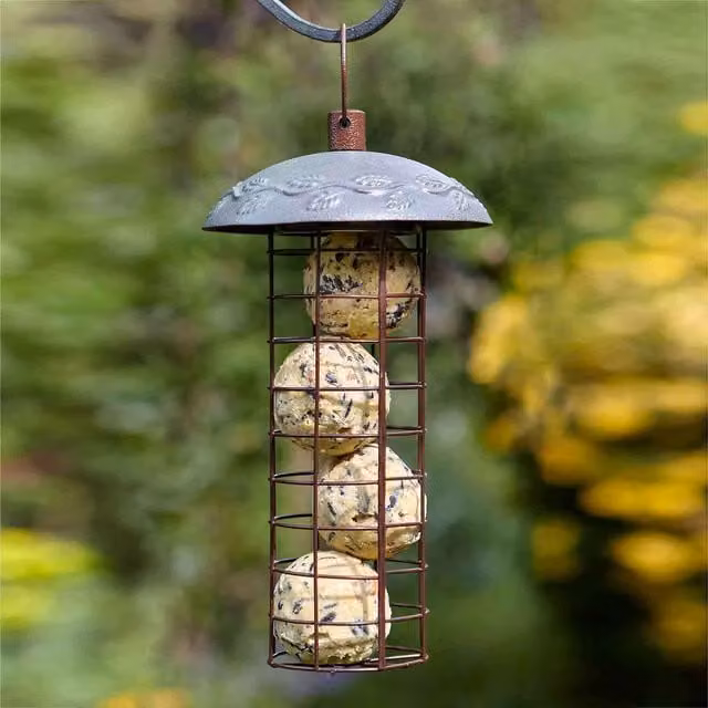 Peckish Secret Garden Energy Ball Feeder in Antique Leaf Design, Brown
