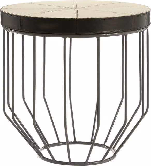 Orsina Modern Round Mango Wood and Metal Side Table in Black, White or Brown – 1