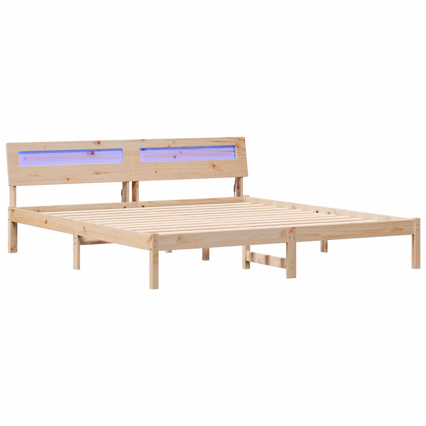 Berkfield Home Modern Solid Pine Wood Bed with Lift Up Base and USB Charging Port, Brown, W/D/H: 200 x 200 x 73 cm – 2