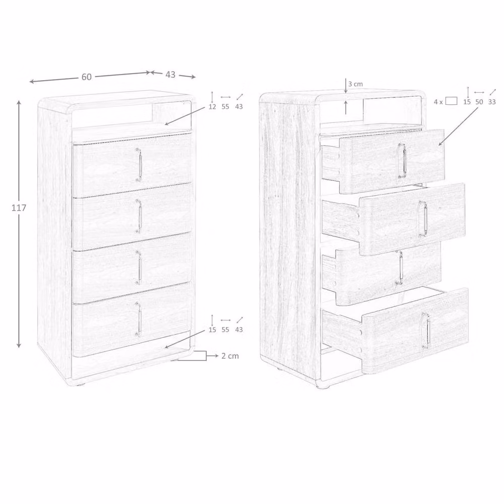 Angel Cerda Modern Walnut and Black Chest of Drawers with Soft-Close Drawers, W/D/H: 117 x 43 x 60 cm – 6