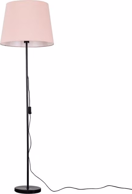 ValueLights Modern Black Metal Floor Lamp with Extra Large Pink Fabric Shade