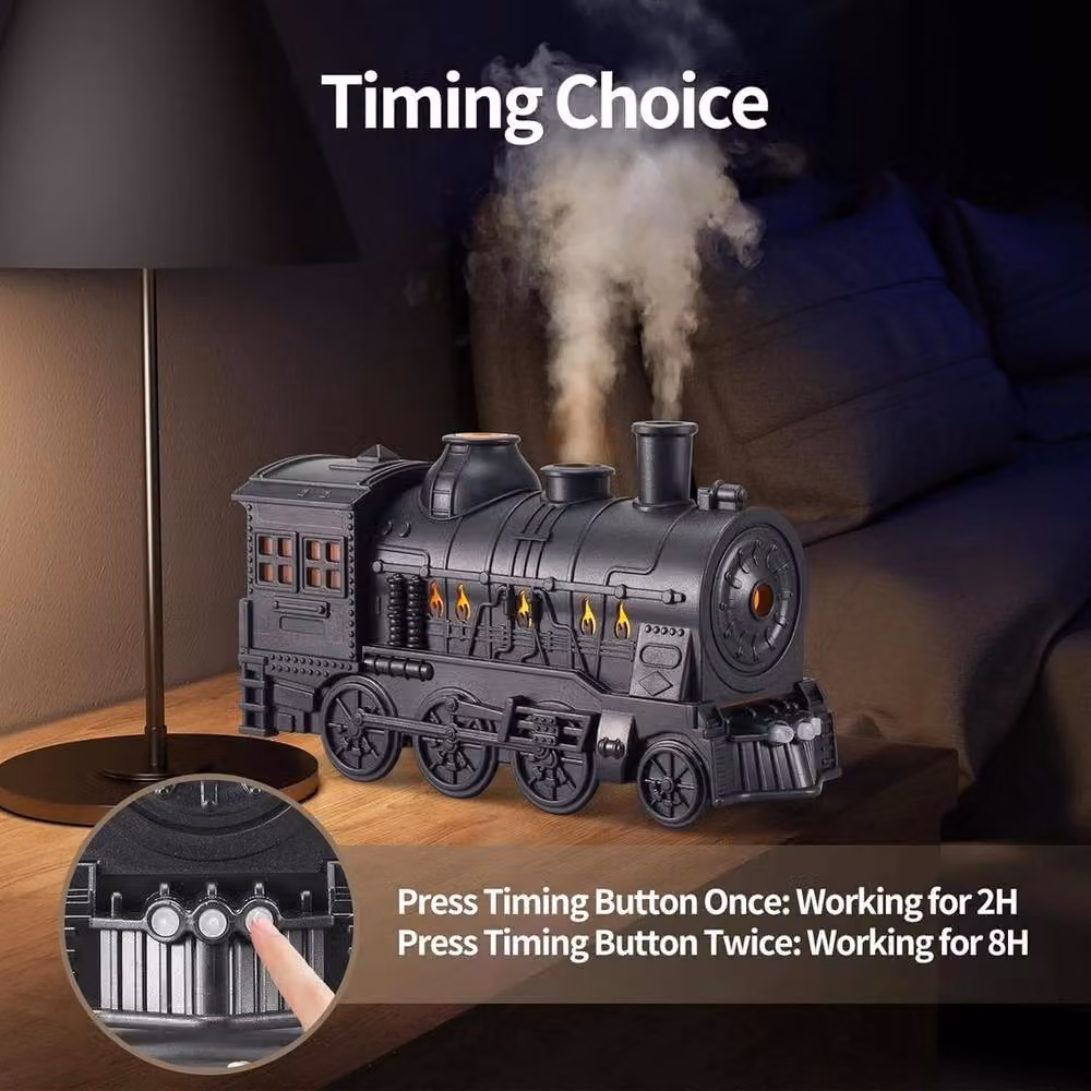 Hinsinc Train Aroma Diffuser and Humidifier with Night Light in Black, 300 ml – 6