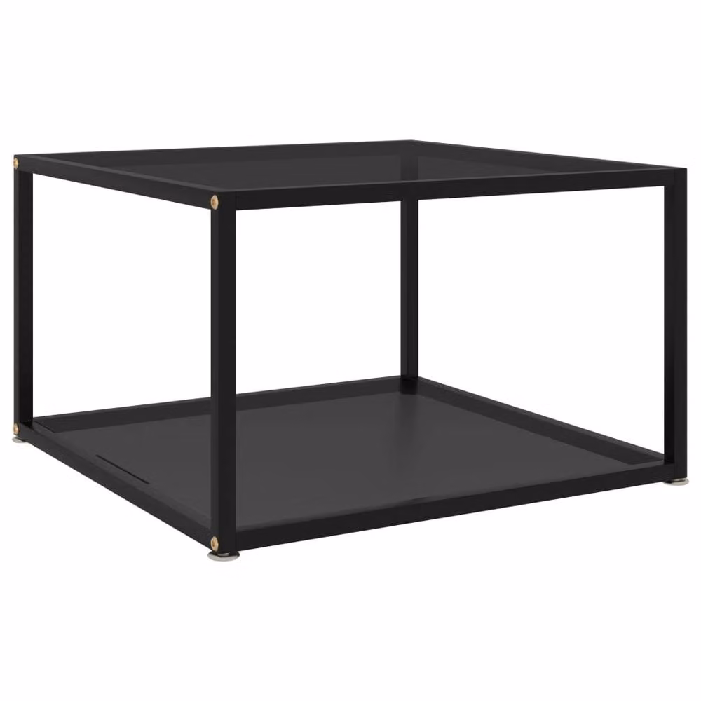 Berkfield Home Modern Black Square Coffee Table with Tempered Glass and Metal Legs W/D/H: 60 x 60 x 35 cm – 2