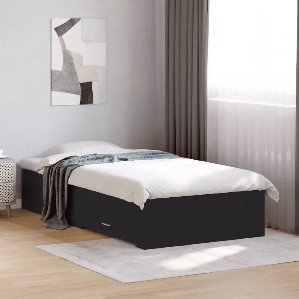 Berkfield Home Small Single Bed Frame with Drawers, Black, W: 75 cm, L: 190 cm – 2