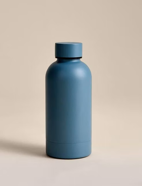 M&S Vacuum Insulated Stainless Steel Water Bottle with Screw Cap, Blue, 350ml