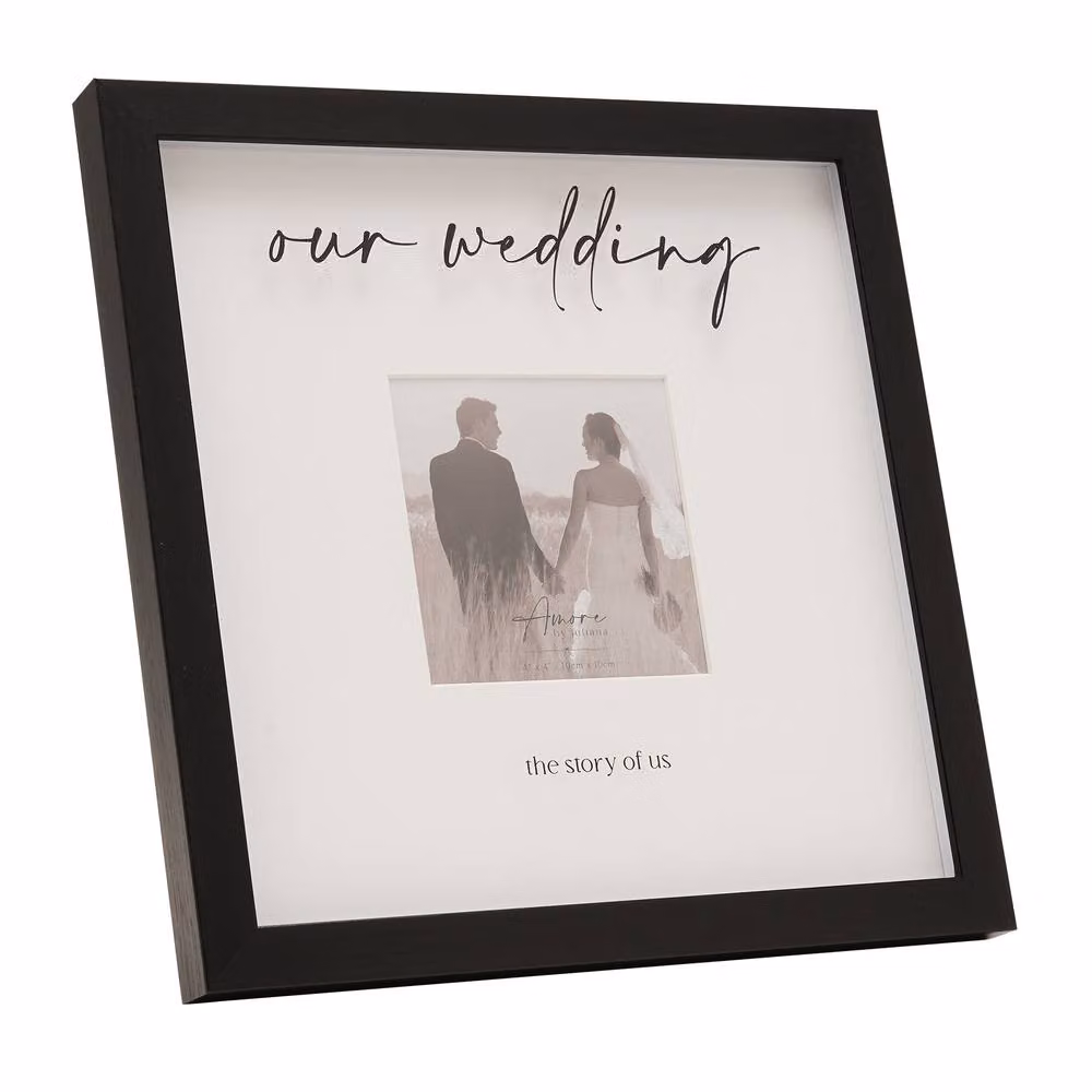 Amore by Juliana Black Square Wooden Wedding Frame, W/H: 10.16 x 10.16 cm – 2