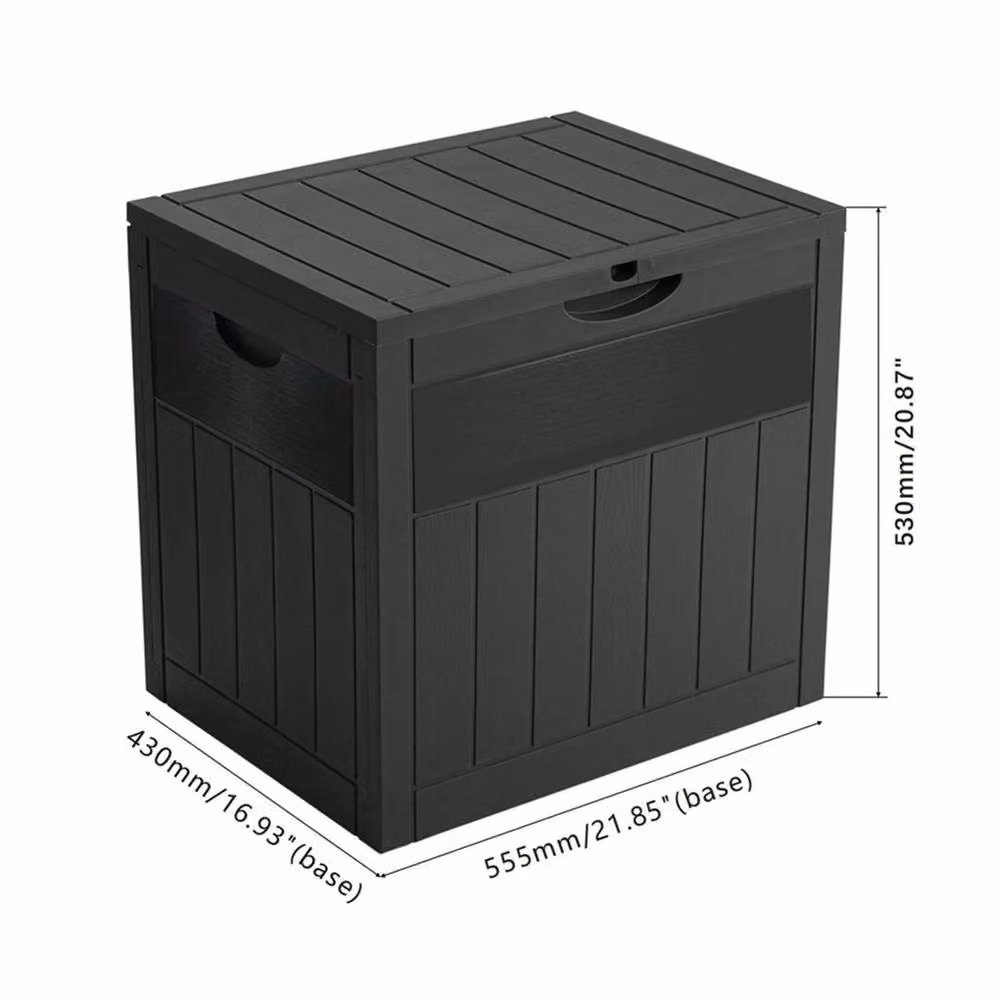 Kelvenix Large Outdoor Garden Storage Box in Black Wood Grain Matt Plastic, 126L – 2