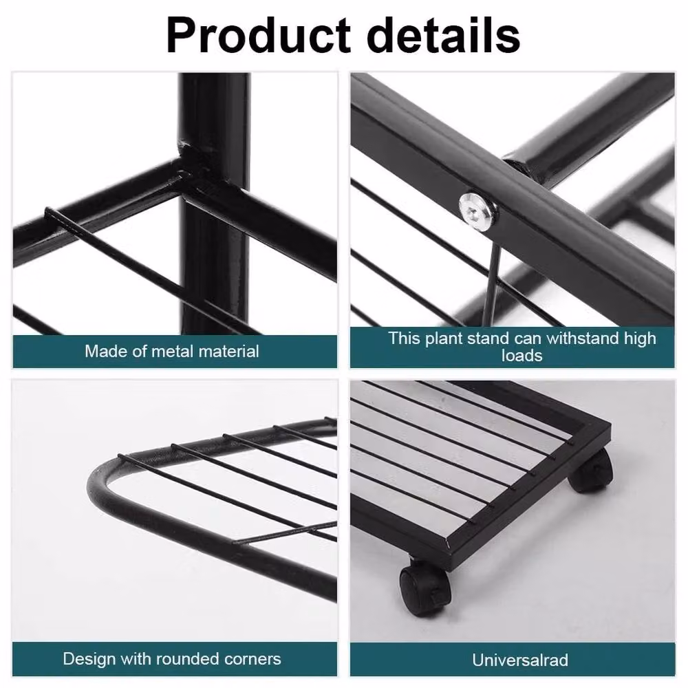FORGEVIO Black Metal 4 Tier Plant Stand for 5 Pots, Indoor and Outdoor Use – 2