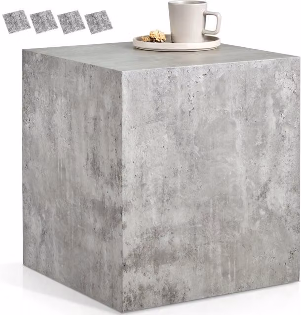 TECTAKE Lasley Cube Design Modern Square Coffee Table in Concrete Look Grey and Black