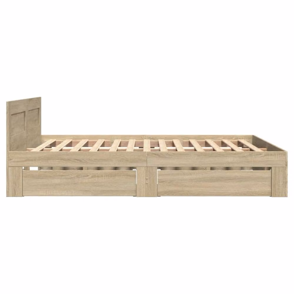 Berkfield Home Small Double Bed Frame with Headboard and Drawers in Sonoma Oak Light Brown, W/D/H: 120 x 200 cm – 2