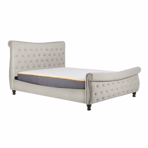 Birlea Copenhagen Upholstered Fabric Bed in Beige/Brown, 150cm – 1