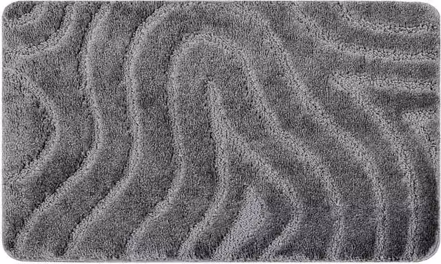 RugsX Grey Rectangular Bath Mat, W: 60 cm, D: 100 cm, H: 1 cm
