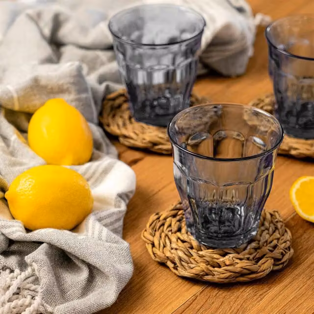 Duralex Picardie Grey Water Glasses, 250ml, Set of 6